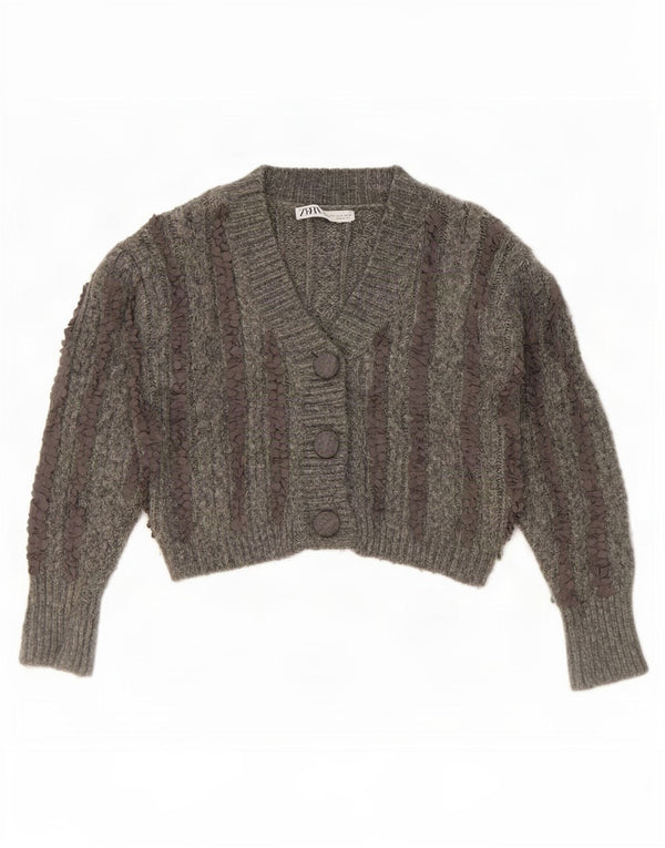Pulover Cardigan Bolero pentru Damă Zara UK 10, Gri mic, cu dungi