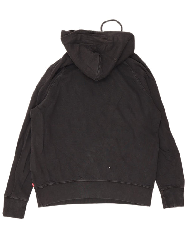Pulover Levi's pentru bărbați cu capota cu grafică, bumbac mediu negru