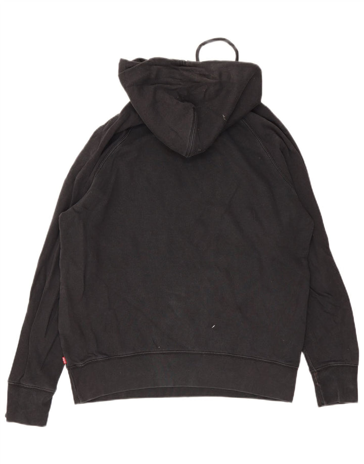 Pulover Levi's pentru bărbați cu capota cu grafică, bumbac mediu negru
