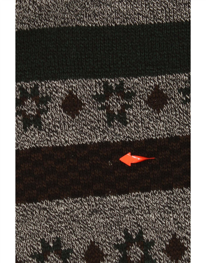 Pulover VINTAGE pentru bărbați, cu fermoar și gât, cu dungi mari, gri