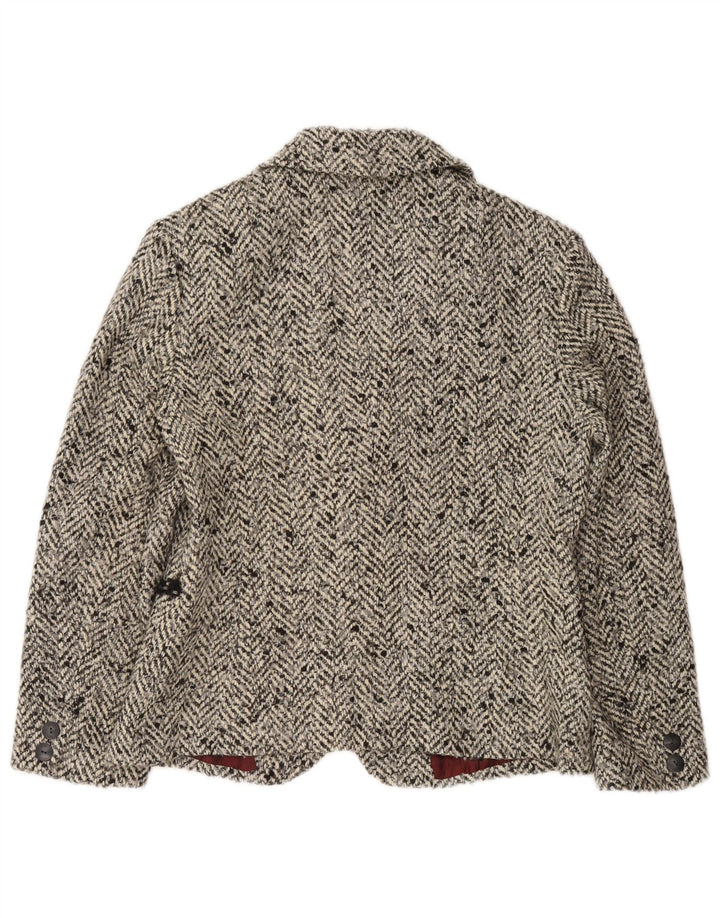 Jachetă vintage pentru femei, cu 2 nasturi, IT 46, lână mare, gri cu oase