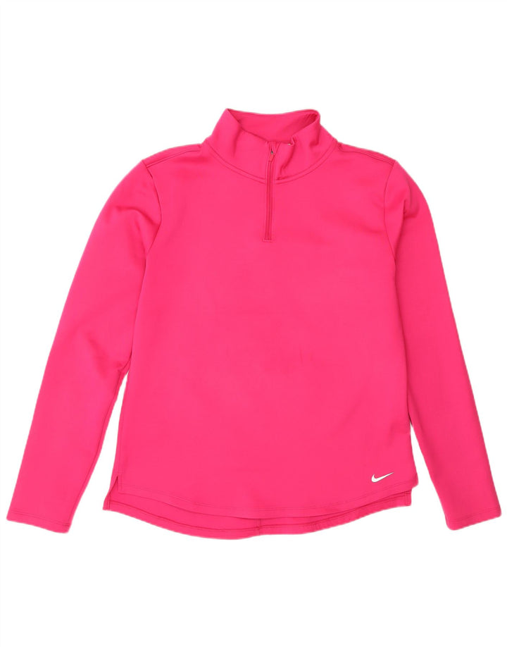 Top de trening Nike pentru femei, cu fermoar și gât, roz mediu, UK 14