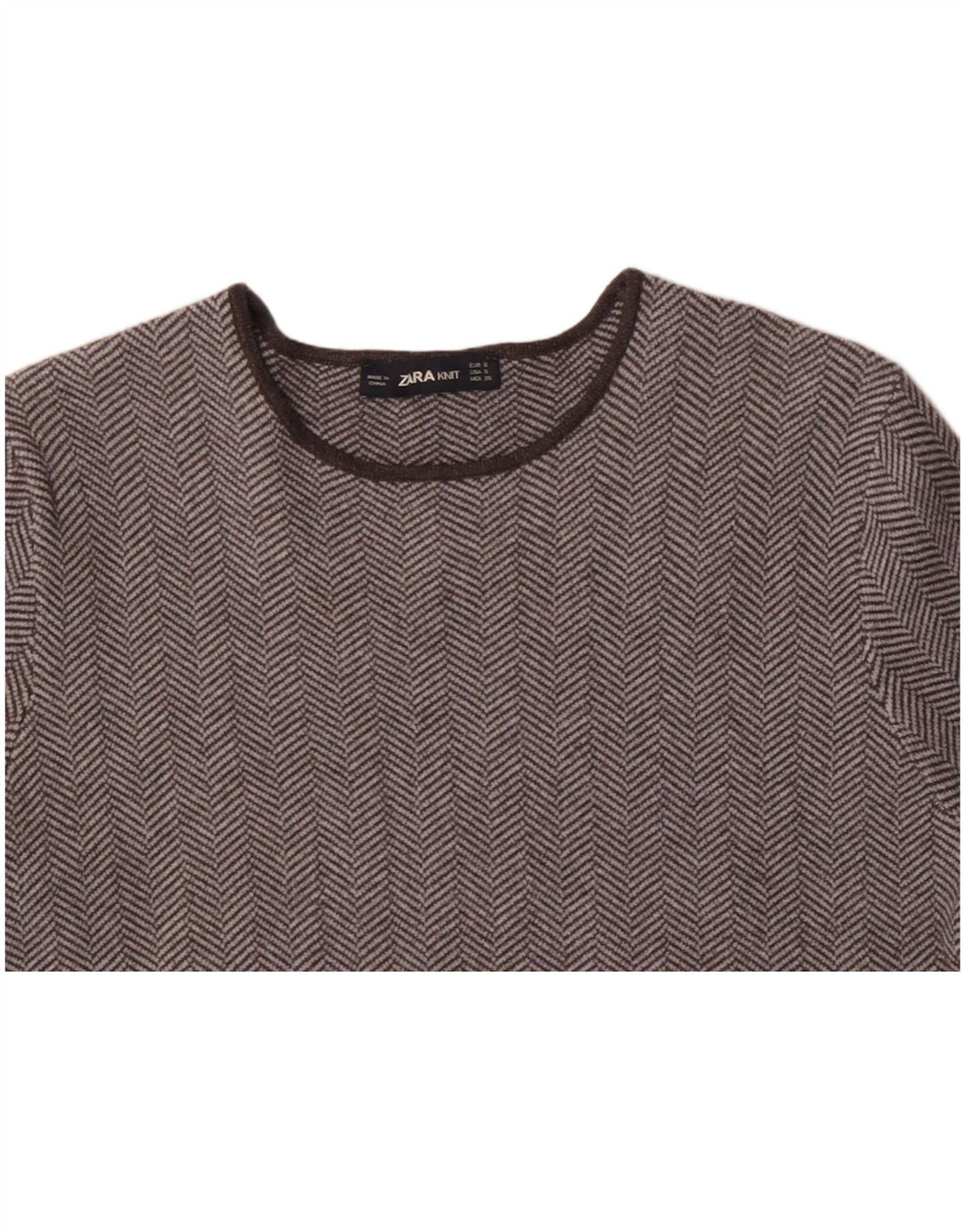 Top tricou ZARA pentru femei UK 10 Small Grey Herringbone Viscose