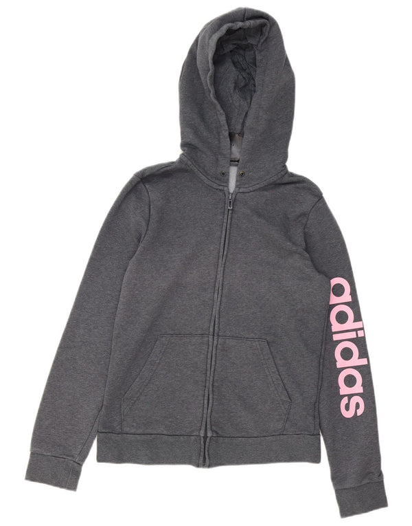 Pulover Adidas Graphic Zip pentru femei UK 8/10 Bumbac gri mic