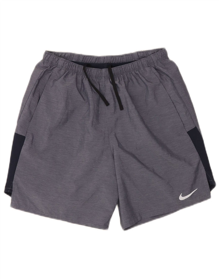 Pantaloni scurti sport NIKE Dri Fit pentru femei UK 10 Small Blue Colorblock Poliester