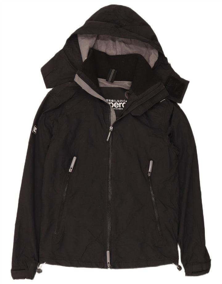 Jachetă Windbreaker pentru femei cu glugă Superdry UK 14 Medium Black Nylon