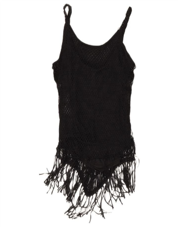 Top Crop pentru femei Zara UK 12 Medium Black Rayon