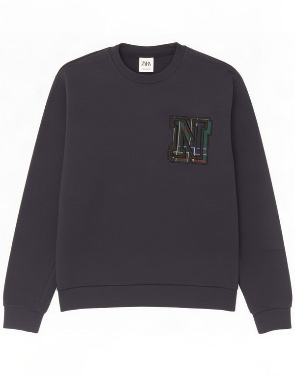 Zara Pulover grafic pentru bărbați, bumbac, bleumarin, mic