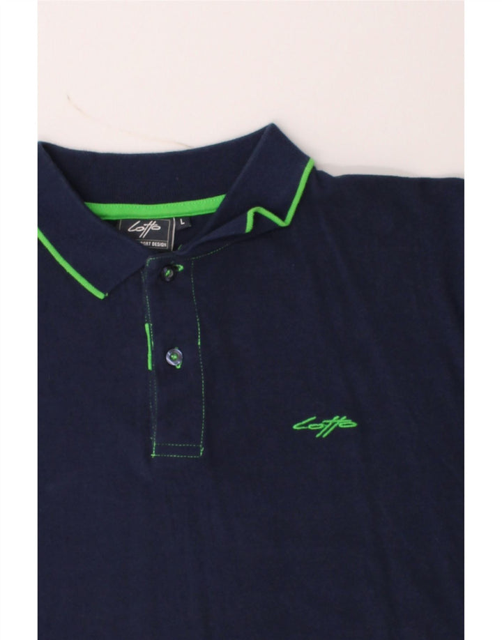 LOTTO Mens Polo Shirt Large Navy Blue Cotton Vintage Lotto and Second-Hand Lotto from Messina Hembry 