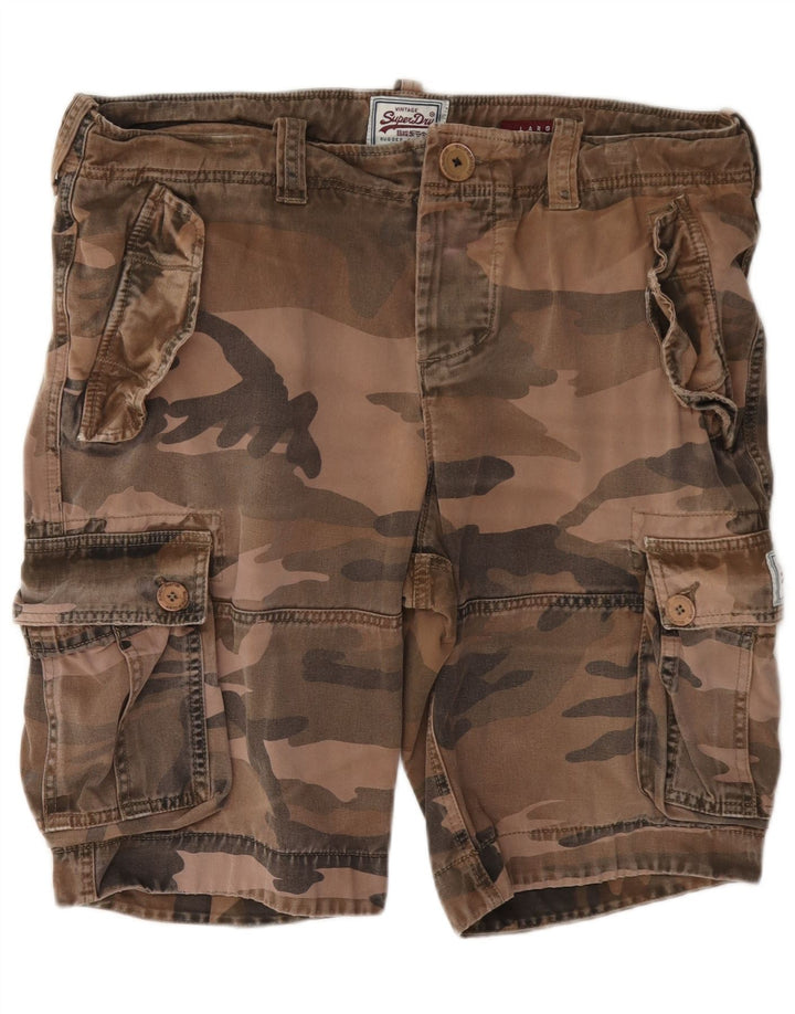 Pantaloni scurti cargo Superdry pentru bărbați, mari W36, bumbac camuflat maro