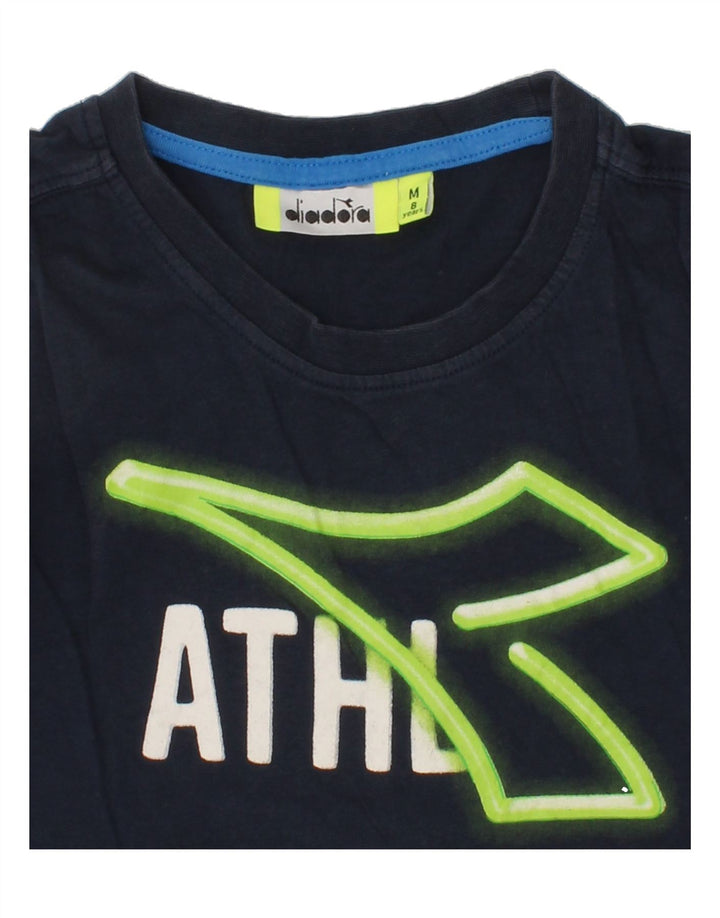 DIADORA Boys Graphic Vest Top 7-8 Years Medium Navy Blue Cotton Vintage Diadora and Second-Hand Diadora from Messina Hembry 