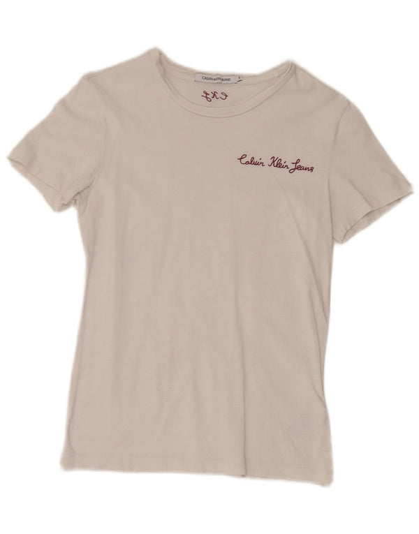 Tricou pentru femei Calvin Klein Jeans Top UK 8 Small Bumbac alb