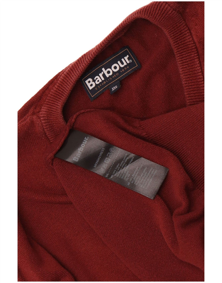 Pulover Barbour cu decolteu în V pentru bărbați, bumbac maro 2XL