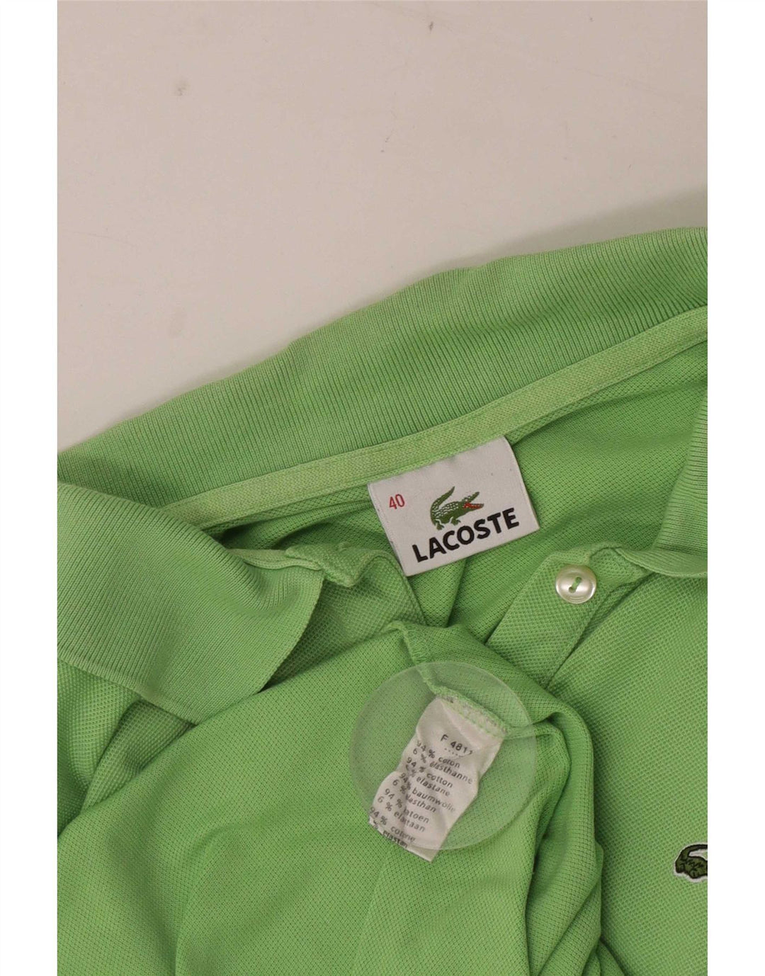Tricou polo Lacoste pentru femei Mărimea 40 bumbac verde mediu