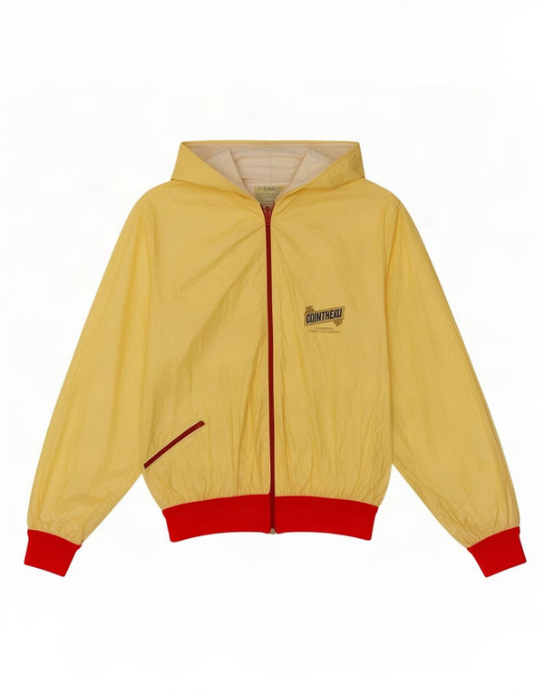 Jachetă de ploaie cu glugă cu glugă vintage pentru femei UK 14 Medium Yellow Colorblock