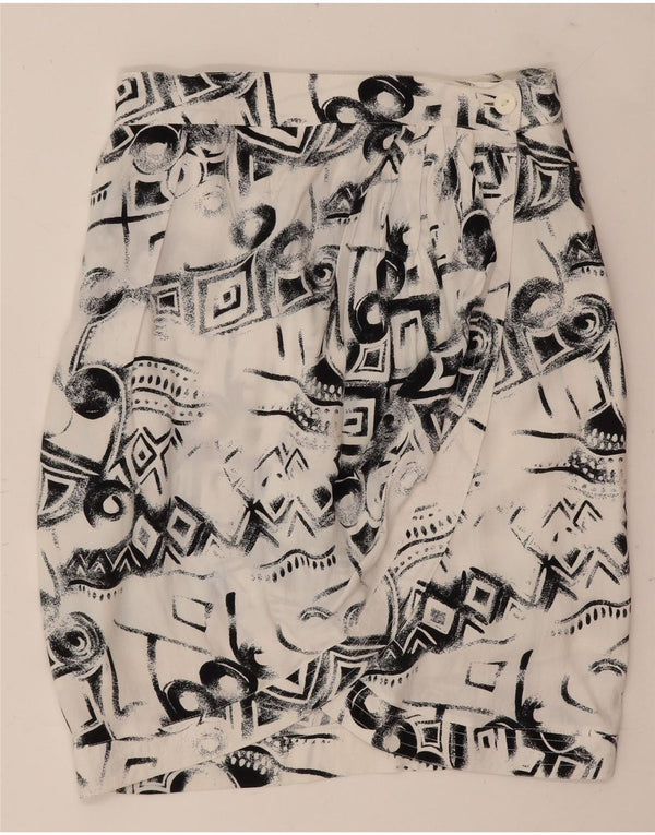Fusta Wrap Vintage Femei IT 44 Medium W26 Alb Geometric Viscose