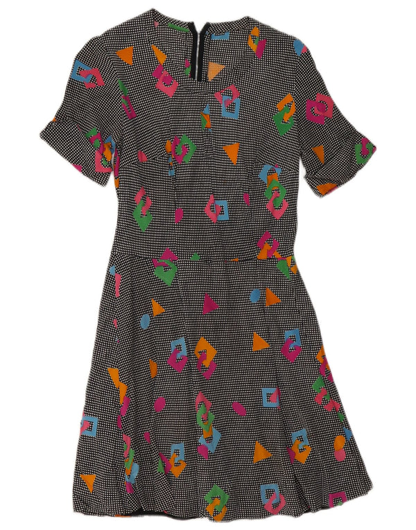 Rochie vintage pentru femei în linie A UK 8, mică, multicoloră, geometrică