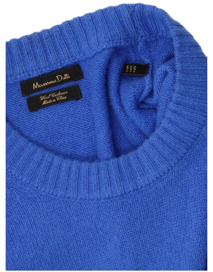Pulover Massimo Dutti pentru bărbați, cu gât crew, lână mare, albastră