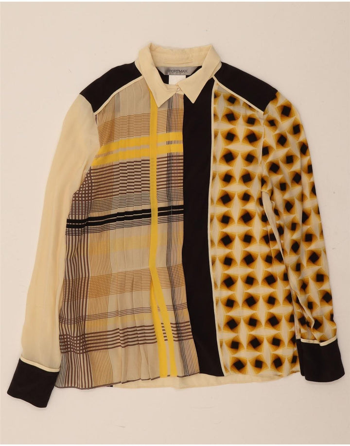 Bluză cămașă pentru femei Sportmax UK 12 Medium Bej Geometric Matase