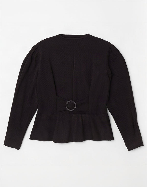 Bluză de cămașă vintage pentru femei UK 12 Medium Black