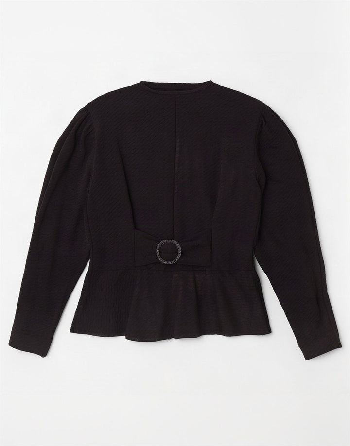 Bluză de cămașă vintage pentru femei UK 12 Medium Black