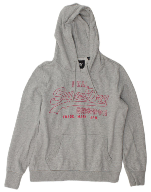 Pulover Superdry pentru damă, cu grafică, UK 14, mare, gri bumbac