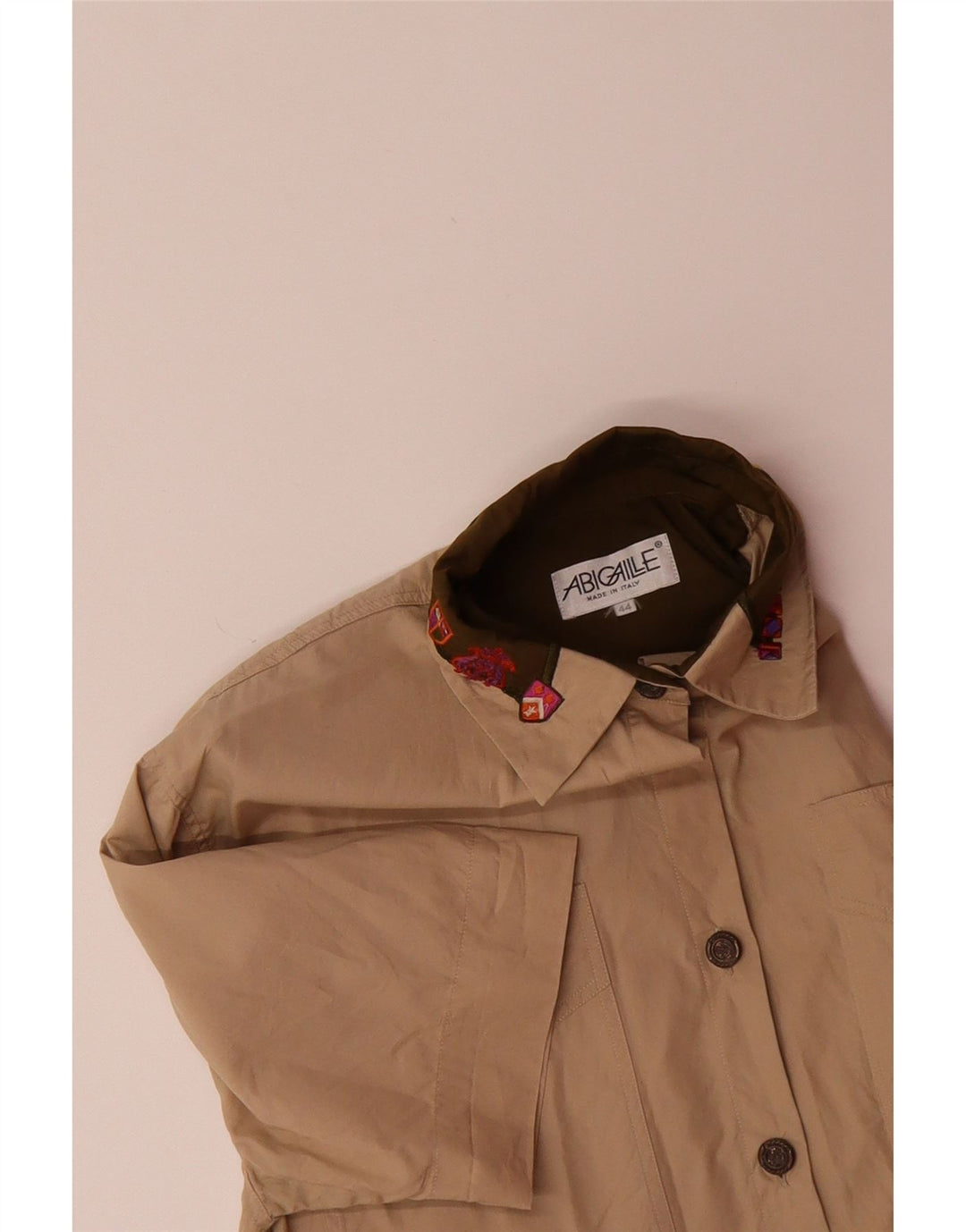 VINTAGE Womens Short Sleeve Shirt Blouse IT 44 Medium Beige Vintage Vintage and Second-Hand Vintage from Messina Hembry 