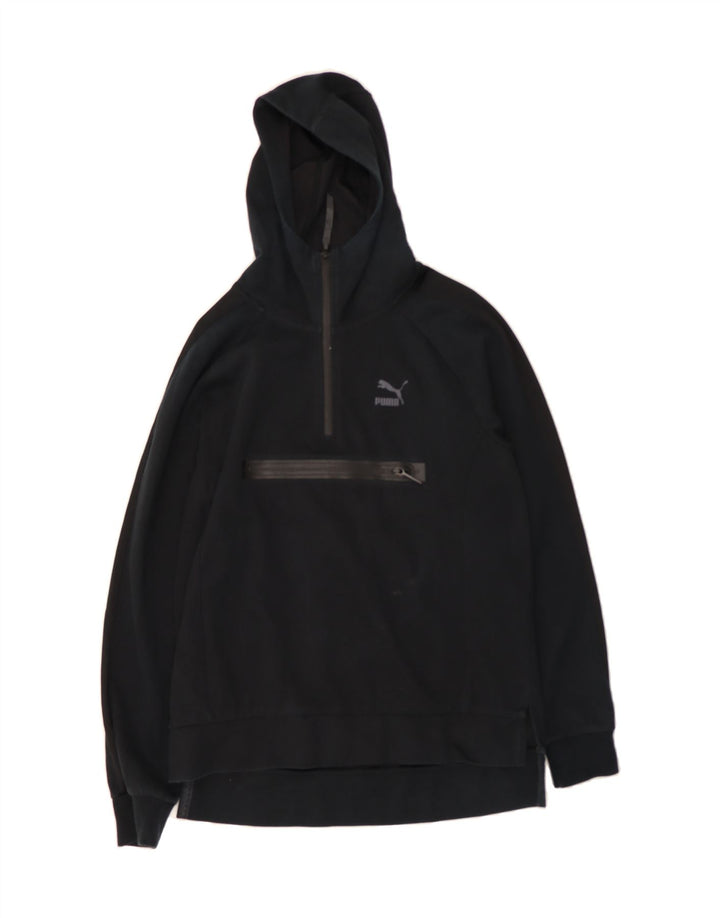 PUMA Mens Graphic Zip Neck Hoodie Jumper Medium Black Cotton Vintage Puma and Second-Hand Puma from Messina Hembry 