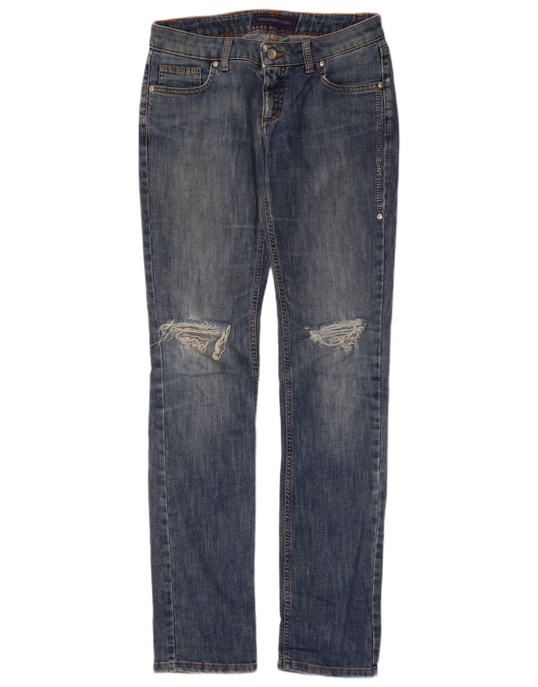 Blugi slim pentru femei TRUSSARDI Distressed W27 L33 Bumbac albastru