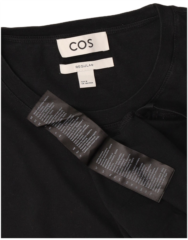 Tricou COS pentru bărbați, cu croiala normală, top mediu din bumbac negru