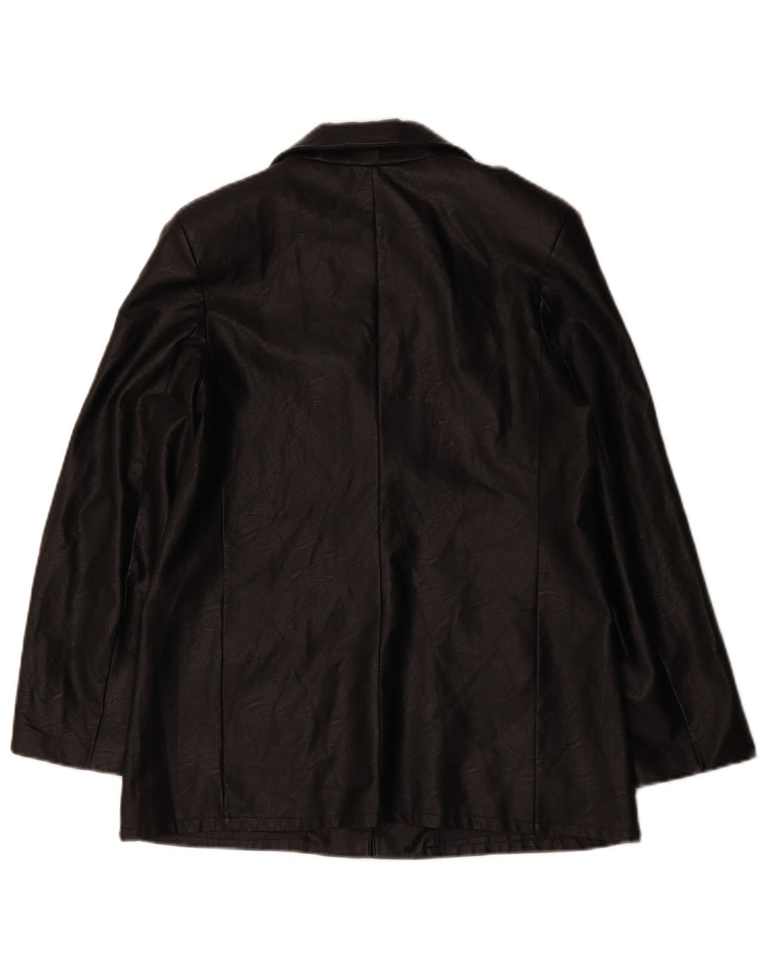 VINTAGE Jachetă Blazer din piele artificială cu 1 nasture pentru femei UK 12 Medium Black