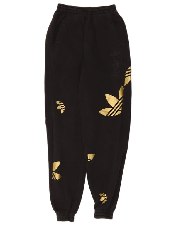 Pantaloni de trening cu talie înaltă pentru femei Adidas Pantaloni de jogging UK 6 XS Negru