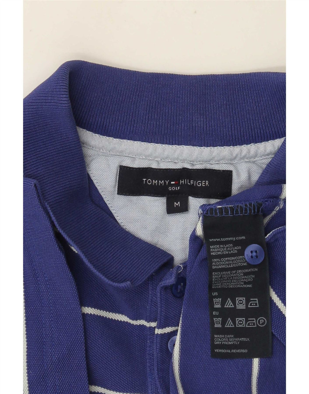 Tricou polo Tommy Hilfiger pentru bărbați, bumbac cu dungi albastre medii
