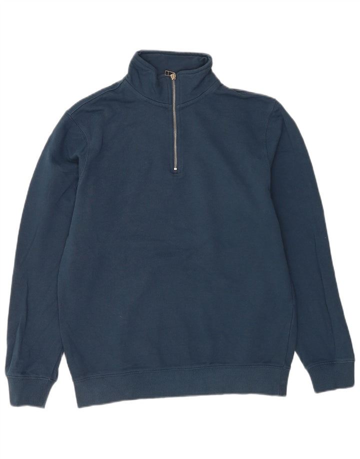 Hanorac pentru bărbați John Lewis, cu fermoar, pulover, bumbac, albastru bleumarin