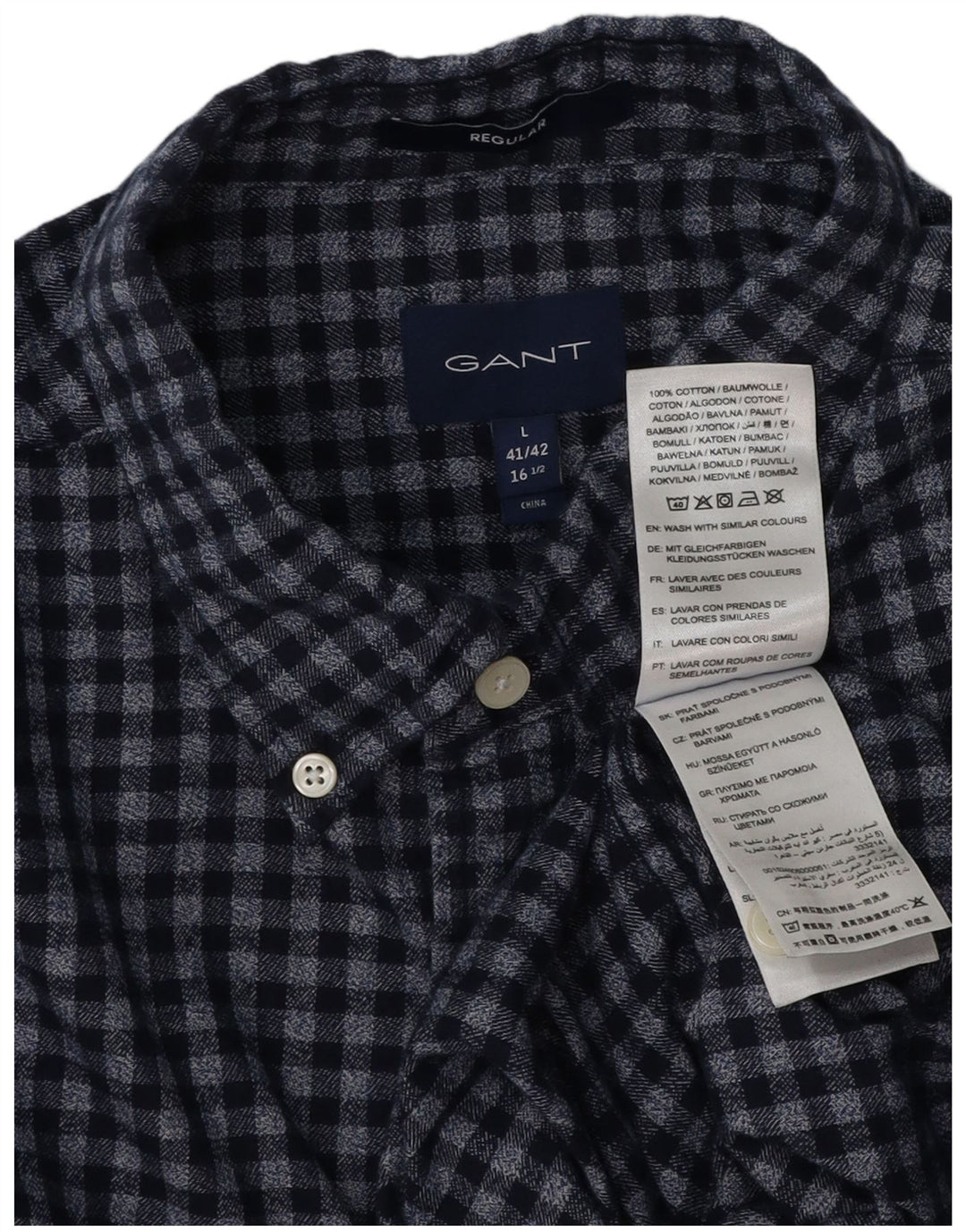 Cămașă de flanel pentru bărbați GANT Mărimea 41/42 16 1/2 mare, albastru marin Gingham