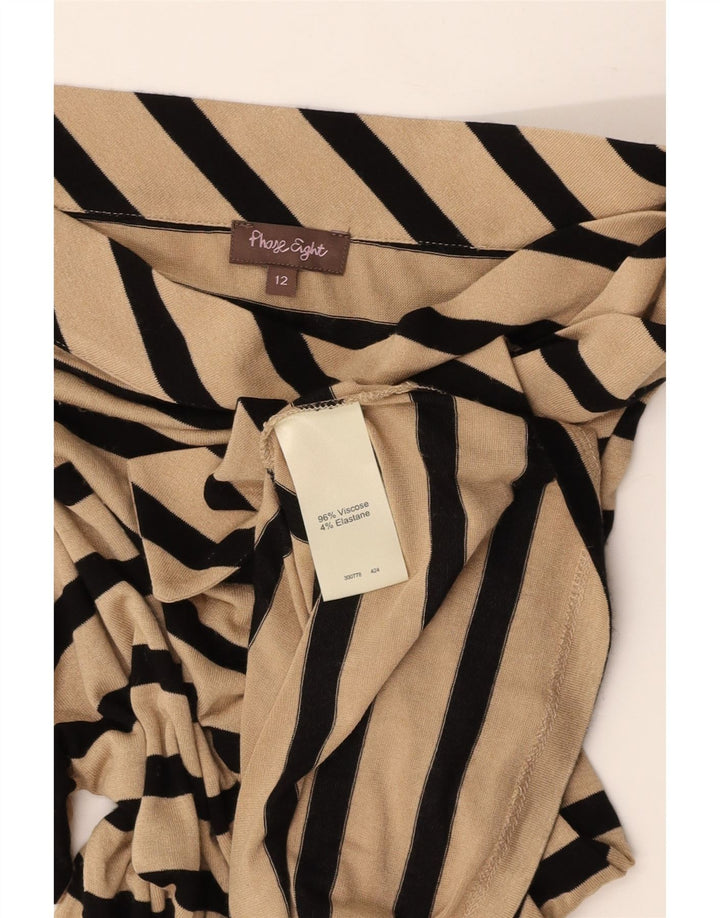 PHASE EIGHT Bluză cu papion pentru femei UK 12 Medium Bej Viscoză cu dungi