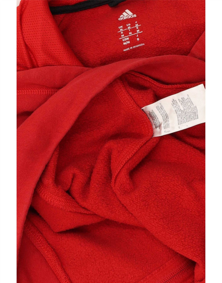 Pulover Adidas pentru bărbați, cu fermoar, bumbac roșu mediu