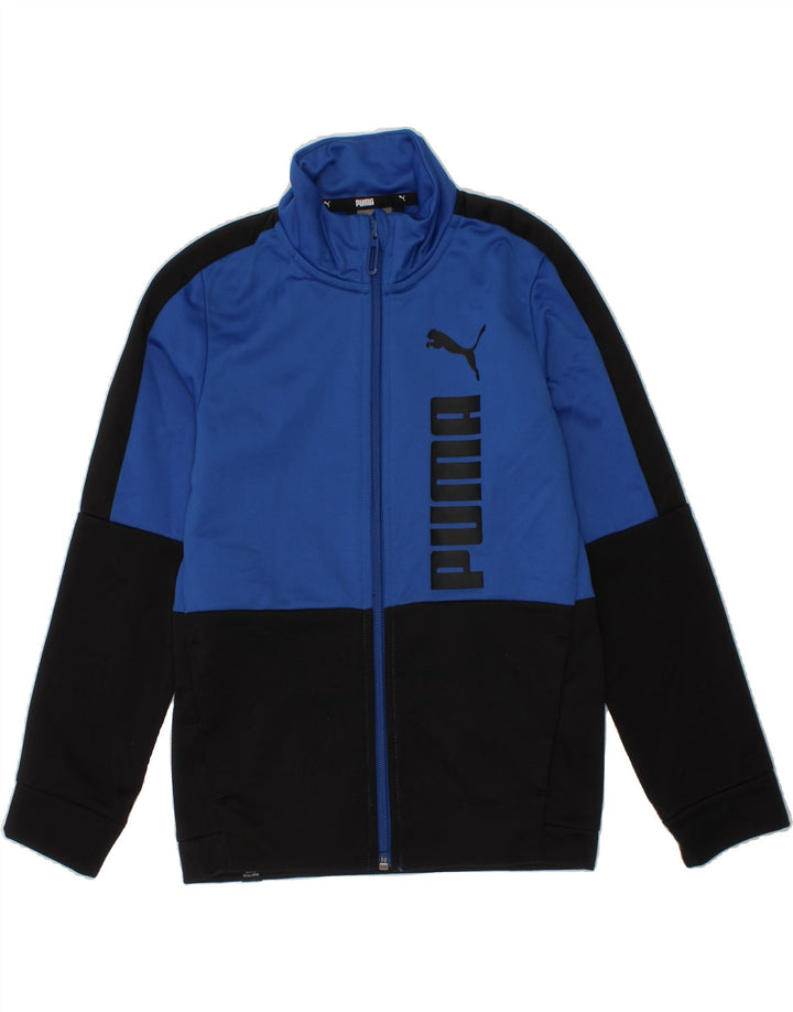 PUMA Boys Graphic Tracksuit Top Jacket 7-8 Years Blue Colourblock Vintage Puma and Second-Hand Puma from Messina Hembry 