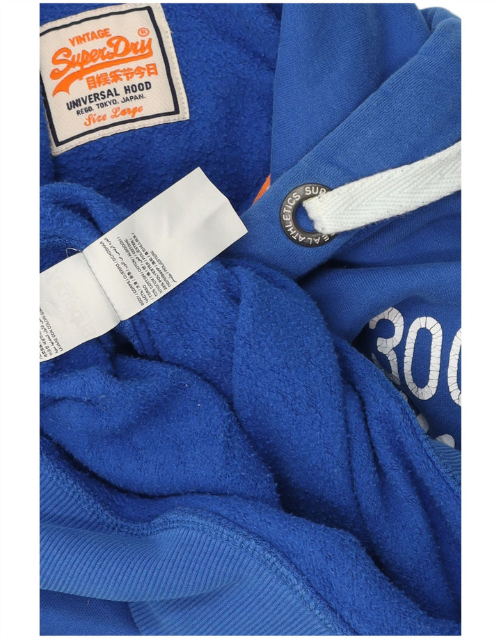 Pulover cu glugă cu grafic Superdry pentru bărbați, mare, albastru, bumbac