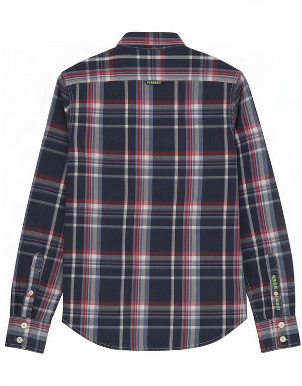 Superdry Mens Shirt XL Navy Blue Check Cotton