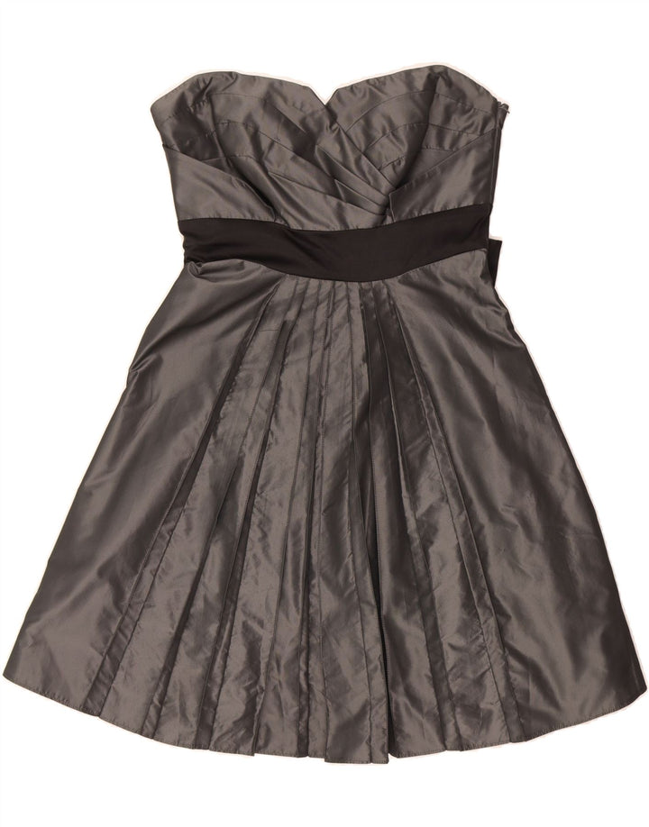 KAREN MILLEN Womens Strapless Dress UK 10 Small Grey Colourblock Polyester Vintage Karen Millen and Second-Hand Karen Millen from Messina Hembry 