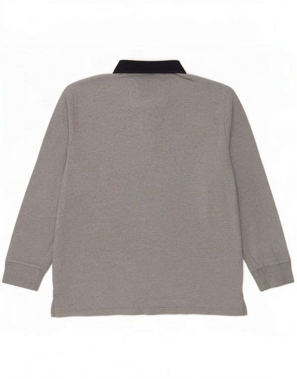 Crew Clothing Mens Long Sleeve Polo Shirt 3XL Grey Colourblock Cotton