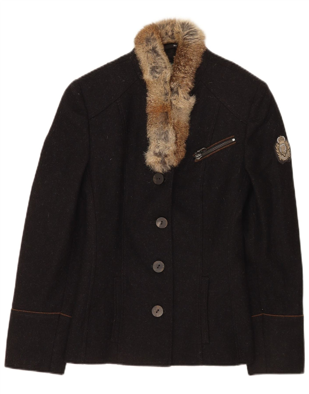 Jachetă pentru femei Allwerk cu 4 nasturi EU 34 XS Lână virgină neagră