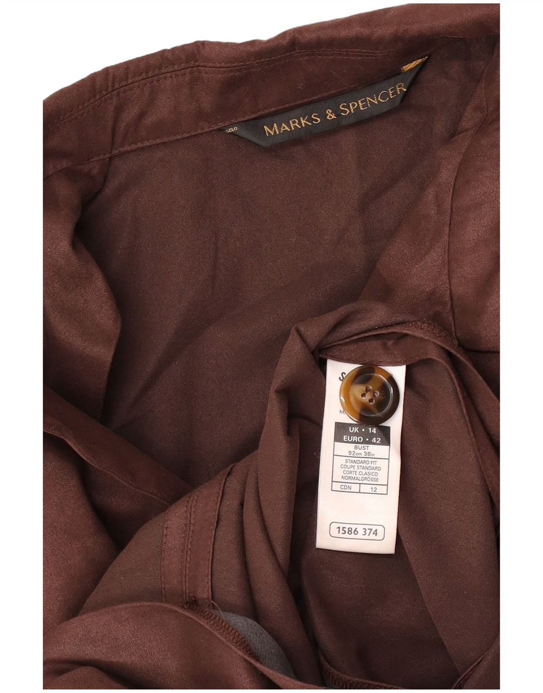 Jachetă pentru femei Marks & Spencer, cu 3 nasturi, din poliester maro mare UK 14