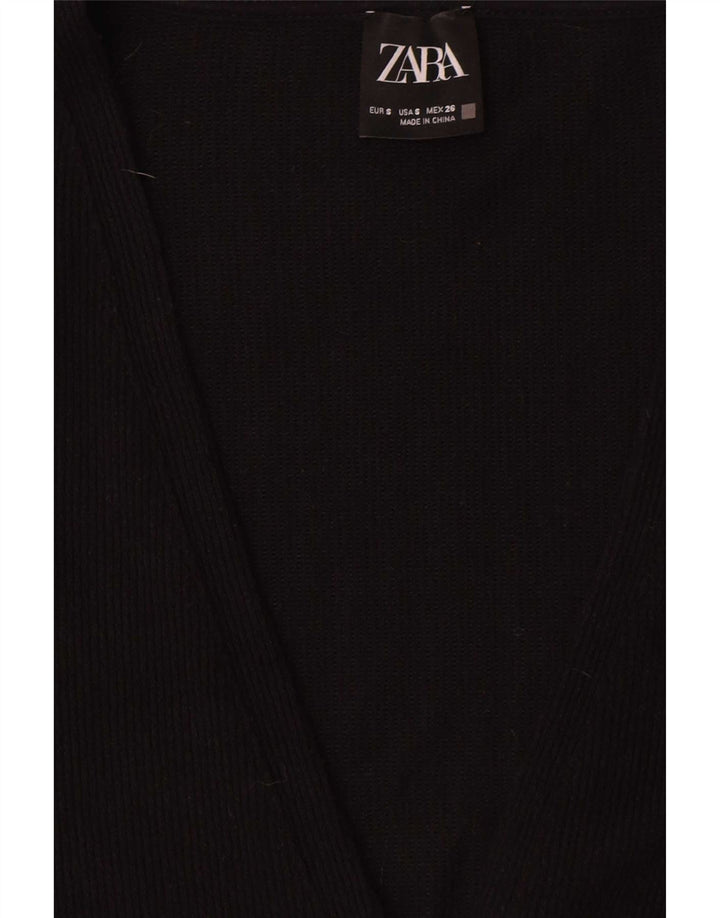 Pulover cardigan pentru femei Zara UK 10 Poliester negru mic