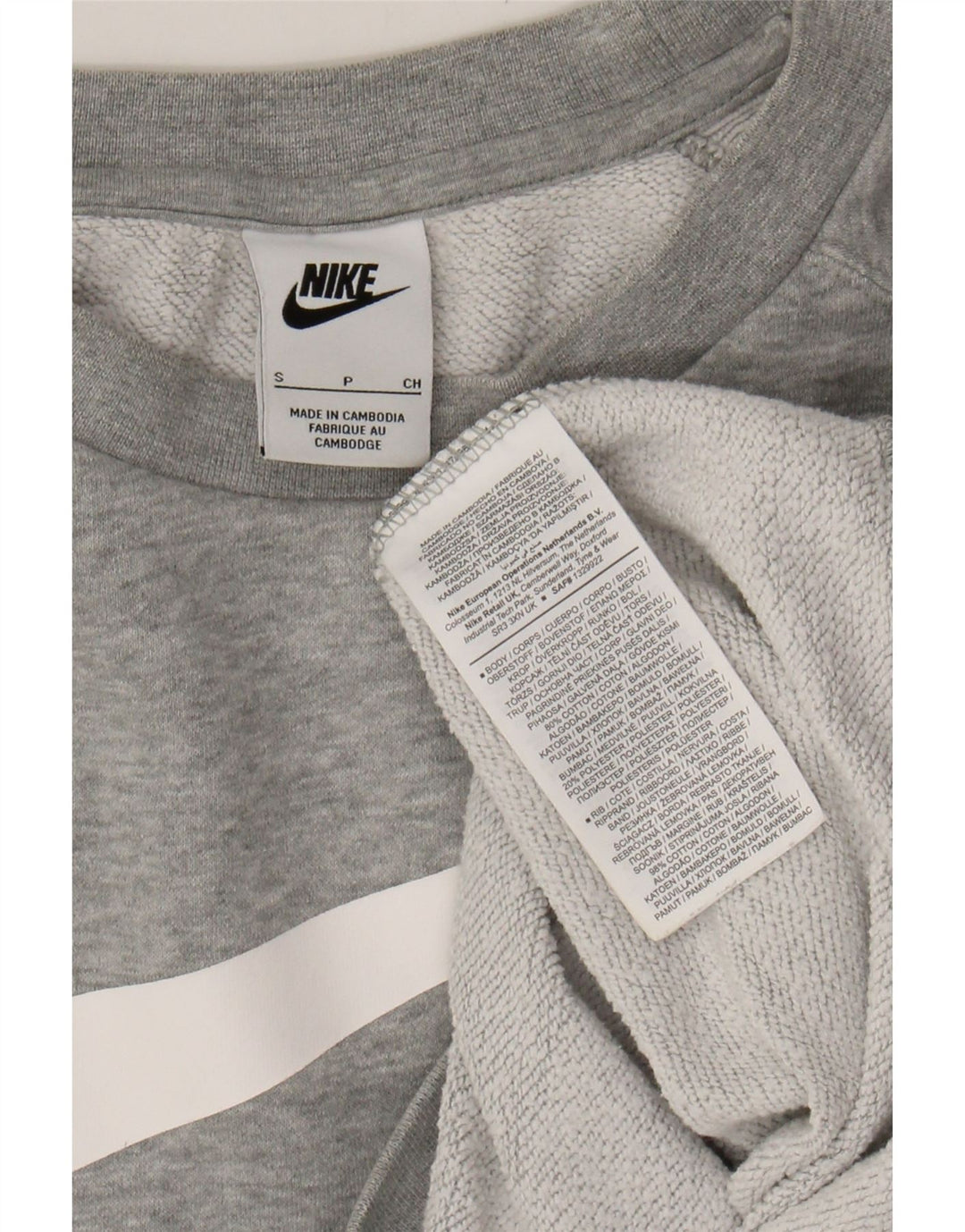 NIKE Mens Graphic Sweatshirt Jumper Small Grey Cotton Vintage Nike and Second-Hand Nike from Messina Hembry 