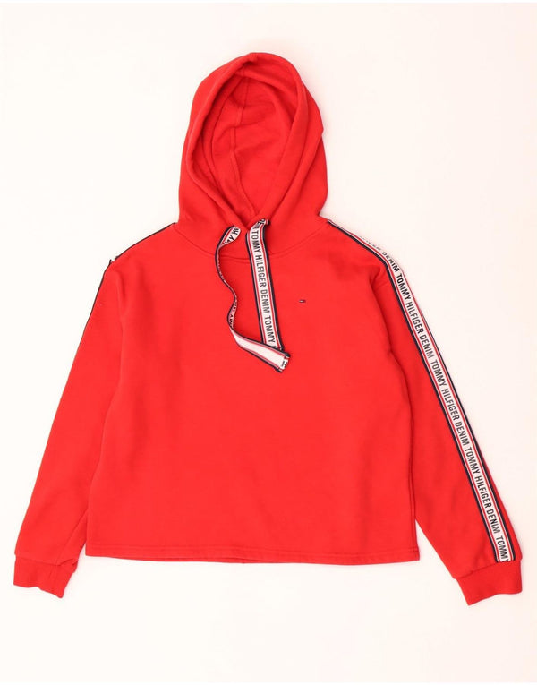 Pulover cu glugă supradimensionat Crop Graphic pentru femei Tommy Hilfiger UK 10 Small Red