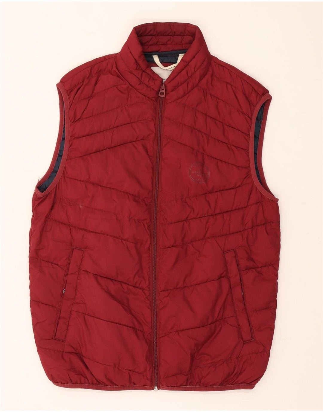 Jack & Jones Gilet căptușit pentru bărbați UK 38 Medium Burgundy Poliester