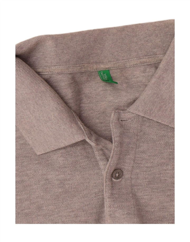Cămașă polo Benetton pentru bărbați, gri mediu pete