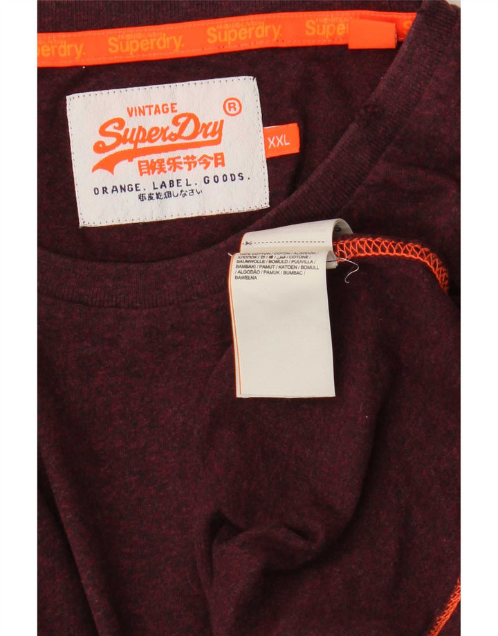 Top pentru bărbați Superdry cu mânecă lungă 2XL din bumbac burgundă